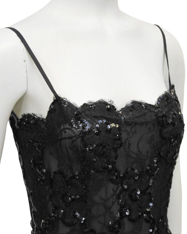 Black Lace and Sequin Gown For Cheap