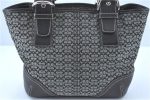 Authentic COACH Mini Signature Shoulder Tote Bag Canvas Leather 6383 Black H9373 Cheap