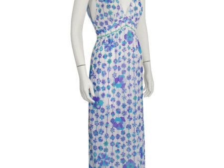 Blue and Purple Floral Print Nylon Slip Dresses (2) Supply