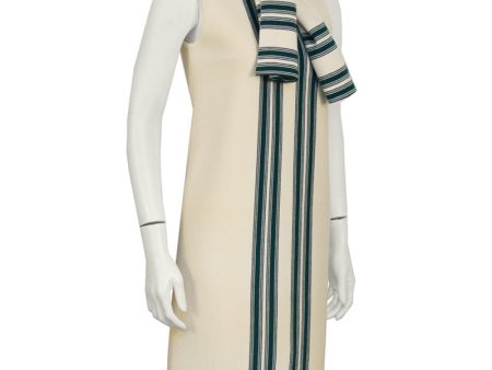 Cream and Green Dress with Matching Scarf Sale