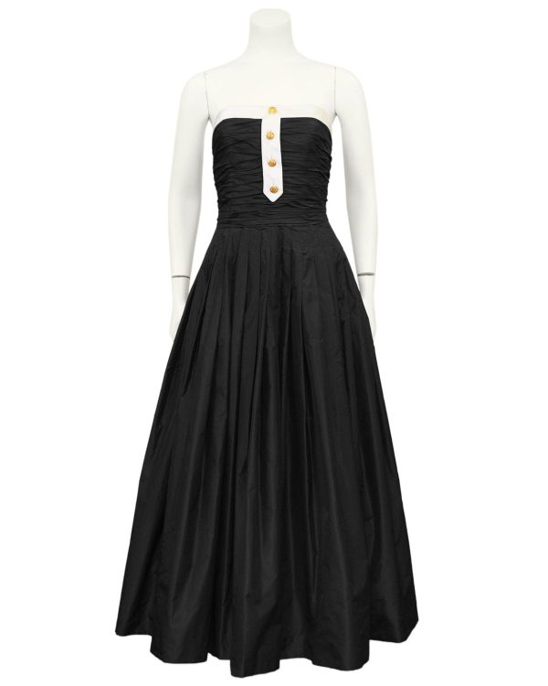 Black Strapless Taffeta Tea Length Dress from Autumn 1986 Runway Online Hot Sale