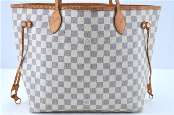 Authentic Louis Vuitton Damier Azur Neverfull MM Tote Bag N51107 LV H9438 For Cheap