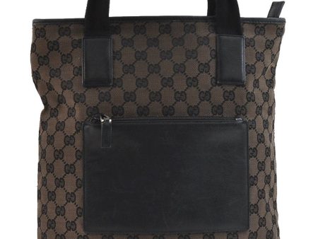 Authentic GUCCI Shoulder Tote Bag GG Canvas Leather 0190401 Black 1475D For Sale