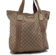 Authentic GUCCI Vintage Shoulder Tote Bag GG Canvas Leather 189669 Beige 1921D For Discount