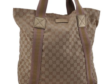 Authentic GUCCI Vintage Shoulder Tote Bag GG Canvas Leather 189669 Beige 1921D For Discount