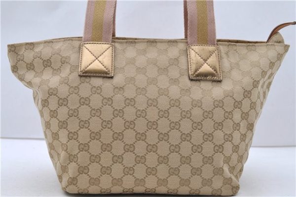 Authentic GUCCI Shoulder Tote Bag GG Canvas Leather 131230 Beige Gold 2272D For Discount