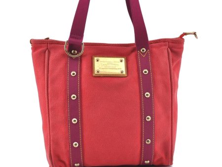 Authentic LOUIS VUITTON Antigua Cabas MM Tote Bag Red M40034 LV G5345 Online Hot Sale