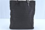 Authentic FENDI Zucchino Shoulder Tote Bag Canvas Leather Black H9401 For Discount