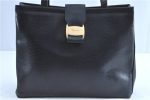 Authentic Salvatore Ferragamo Vara Leather Shoulder Tote Bag Navy Blue SF H9539 For Discount