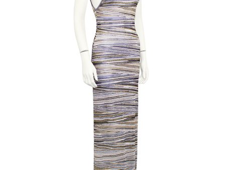 Metallic Abstract Stripe Knit Maxi Dress Sale