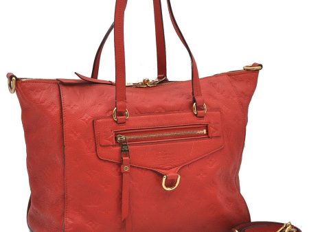 Auth LOUIS VUITTON Monogram Empreinte Lumineuse PM Tote Bag Red M40552 LV G2127 Online Sale