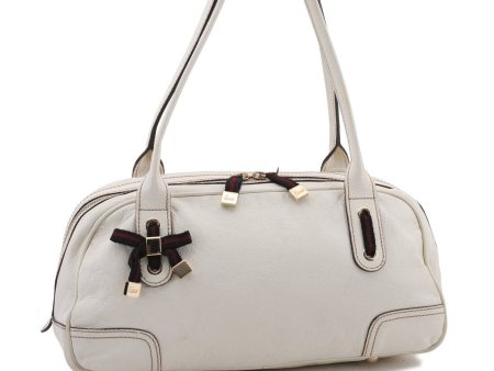 Auth GUCCI Sherry Line Princy Ribbon Shoulder Bag Leather 161720 Ivory 9262B on Sale