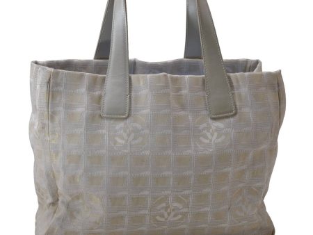 Authentic CHANEL New Travel Line Shoulder Tote Bag Nylon Leather White 0006D Online Hot Sale