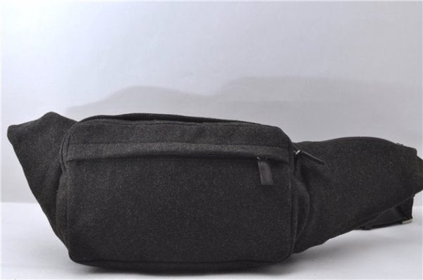 Authentic PRADA Felt Leather Waist Body Bag Black Brown 0088D Cheap