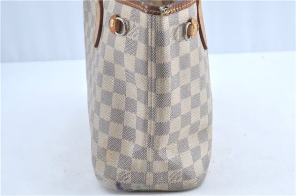 Authentic Louis Vuitton Damier Azur Neverfull PM Tote Bag N51110 LV G2571 For Sale