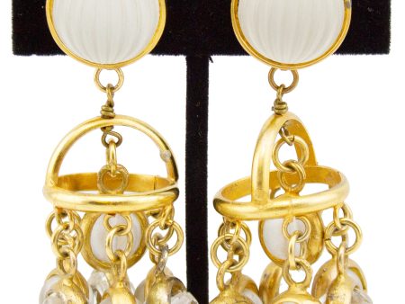 Frosted Glass Gilt Metal Pendant Earrings For Discount