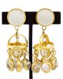 Frosted Glass Gilt Metal Pendant Earrings For Discount