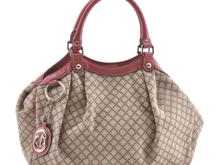 Auth GUCCI Diamante Sukey Hand Tote Bag Canvas Leather 211944 Beige Pink H8872 For Sale