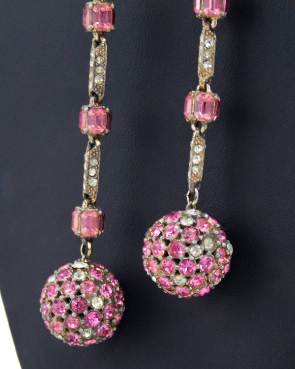 Pink Rhinestone Lariat & Earring Set Fashion