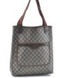 Authentic GUCCI Web Sherry Line Shoulder Tote Bag GG PVC Leather Brown H9369 Online Sale