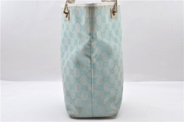 Authentic GUCCI Shoulder Tote Bag GG Canvas Leather 0021099 Light Blue 0051D For Sale