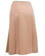 Camel Pleated Wool Gabardine Skirt Hot on Sale