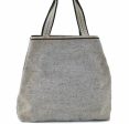 Authentic PRADA Canvas Tote Bag Ivory Black G0203 For Sale