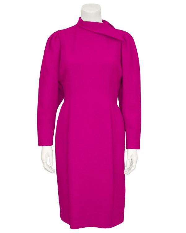 Magenta Wool Cocktail Dress Hot on Sale