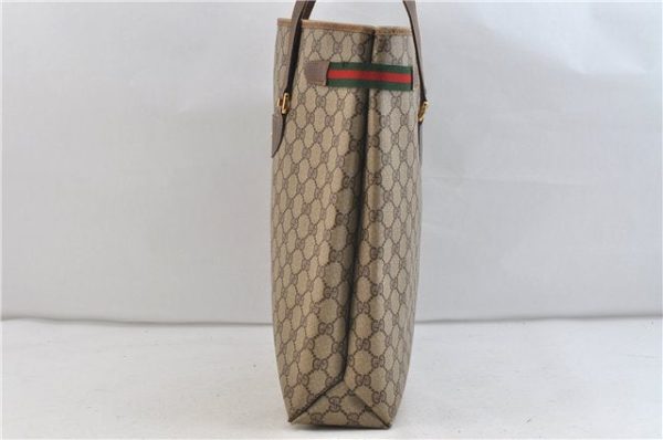 Auth GUCCI Web Sherry Line Shoulder Shoulder Tote Bag GG PVC Leather Brown 1968D Online now