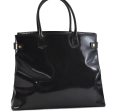 Authentic GUCCI Vintage Shoulder Tote Bag Enamel Black 1962D Supply