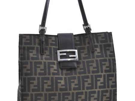 Auth FENDI Zucca Mamma Baguette Shoulder Tote Bag Canvas Leather Brown H9015 Online now