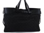 Authentic GUCCI Vintage Tote Hand Bag GG Canvas Leather 106251 Black 1952D Online now