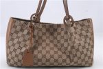 Authentic GUCCI Shoulder Tote Bag GG Canvas Leather 94898 Brown 2048D Supply