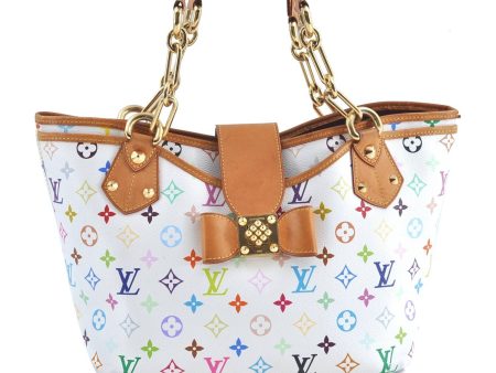 Auth Louis Vuitton Monogram Multicolor Annie GM Tote Bag White M40303 LV G6726 Sale