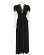 Black Moss Crepe and Gold Thread Evening Dress Fashion