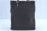 Authentic FENDI Zucchino Shoulder Tote Bag Canvas Leather Black H9401 For Discount