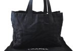 Authentic CHANEL New Travel Line Shoulder Tote Bag Nylon Leather Black 9934C Cheap