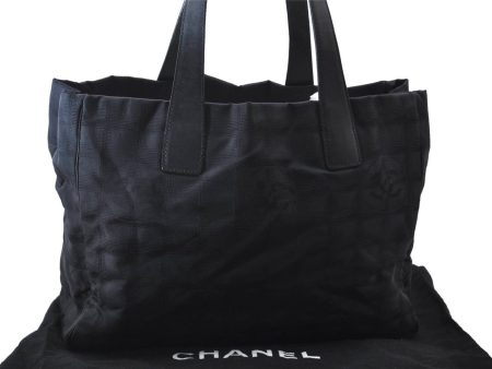 Authentic CHANEL New Travel Line Shoulder Tote Bag Nylon Leather Black 9934C Cheap