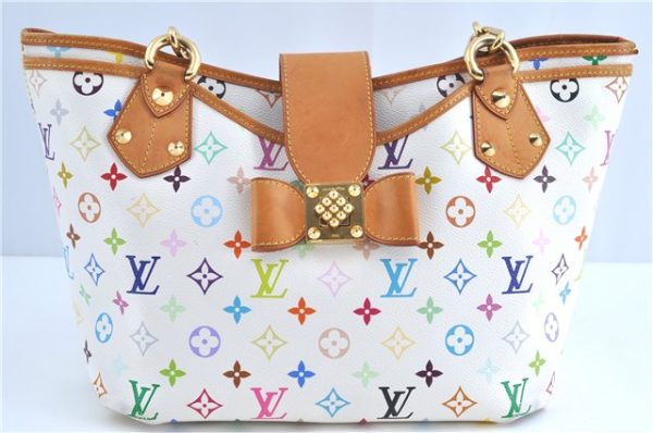 Auth Louis Vuitton Monogram Multicolor Annie GM Tote Bag White M40303 LV G6726 Sale