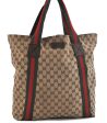 GUCCI Web Sherry Line Shoulder Tote Bag GG Canvas Leather 189669 Brown 1517D Sale