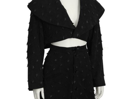 Black Suede Jacket and Skirt Set Discount