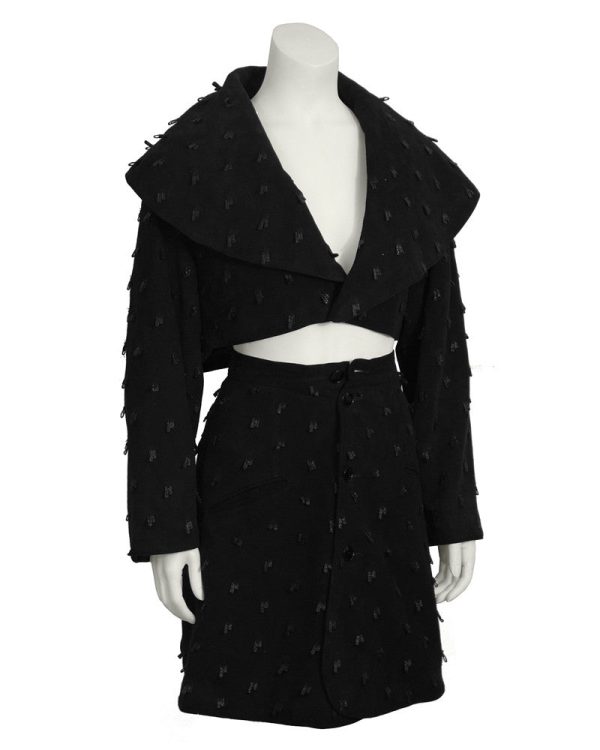 Black Suede Jacket and Skirt Set Discount