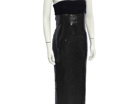 Black Sequin and Velvet Column Gown Online