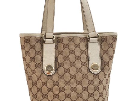 Authentic GUCCI Tote Hand Bag GG Canvas Leather 153361 Beige 0046D Fashion