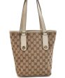 Authentic GUCCI Tote Hand Bag GG Canvas Leather 153361 Beige 0046D Fashion