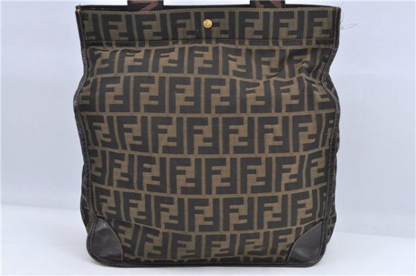 Authentic FENDI Zucca Hand Tote Bag Canvas Brown H9016 Fashion