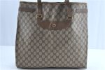 Authentic GUCCI Shoulder Tote Bag GG PVC Leather Brown H9441 Discount