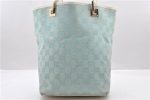 Authentic GUCCI Shoulder Tote Bag GG Canvas Leather 0021099 Light Blue 0051D For Sale