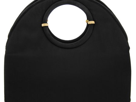 Black Satin Circle Handle Evening Bag Supply