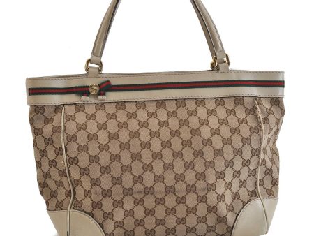 Auth GUCCI Web Sherry Line Mayfair Tote Bag Canvas Leather 257061 Brown 0634C Discount